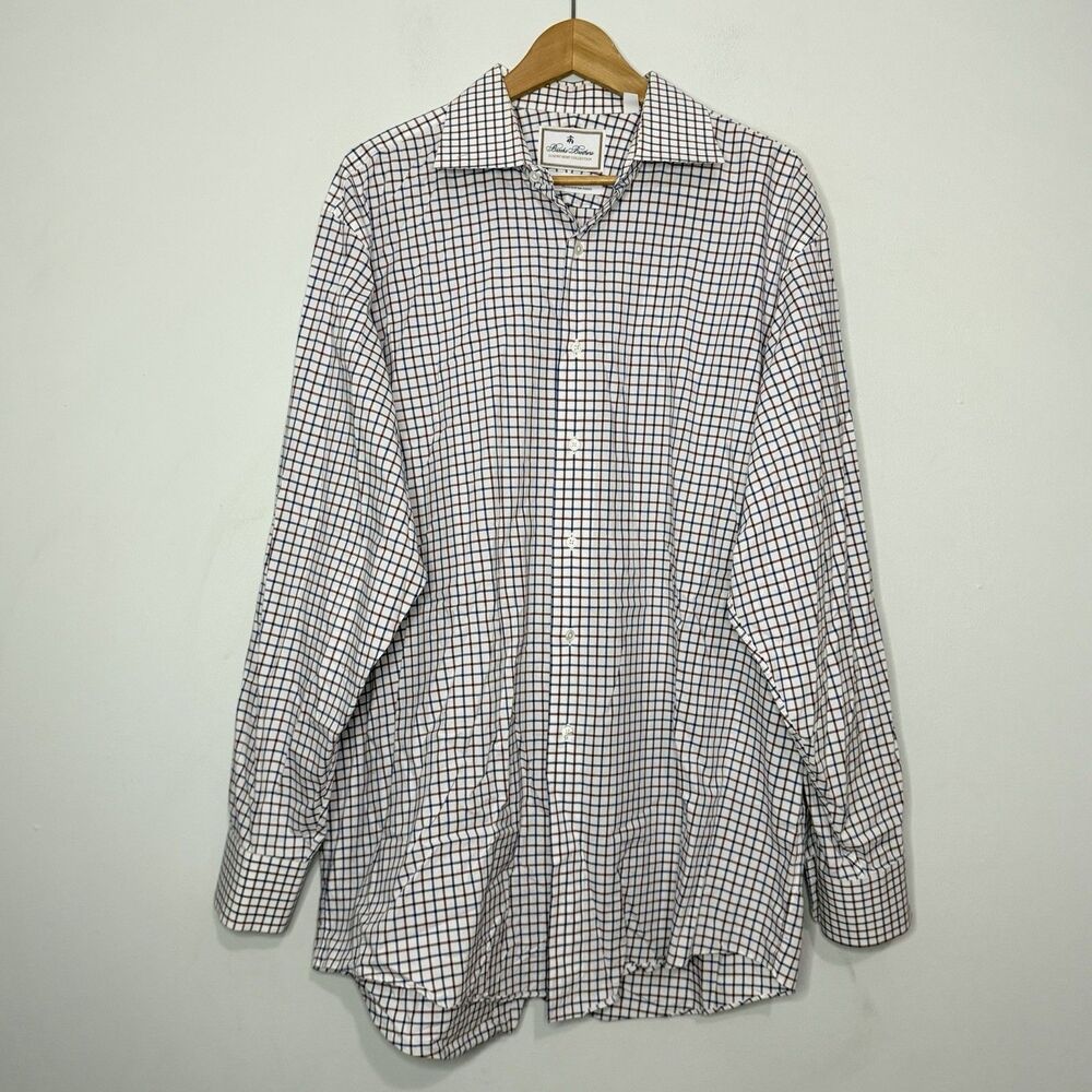 Brooks Brothers Blue/Red Grid Luxury Shirt Collection Dress Shirt 17|35 XL